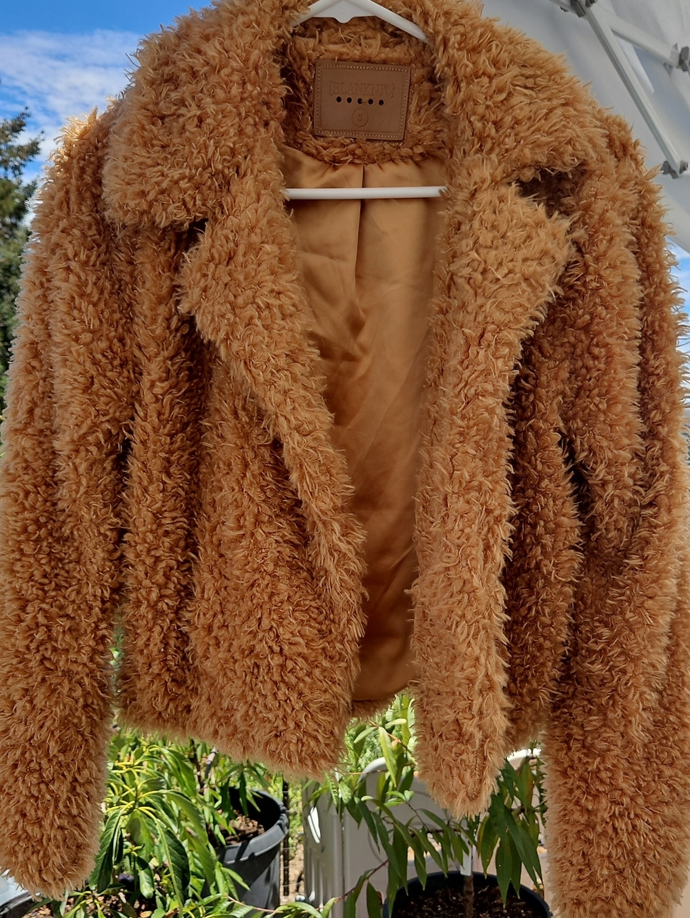 BLANKNYC Free People Camel Teddy Coat Faux Fur Sherpa Jacket Plush Size Small